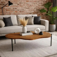 Mesa De Centro Orgânica Para Sala de Estar Ambientes De Recepção Rustico Es