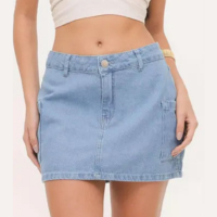 Mini Saia Jeans Feminina Cargo-04055 - AKIYOSHI