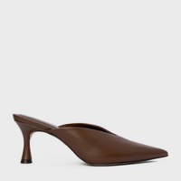 Mule Neutral Salto Fino Couro Marrom Brownie