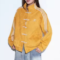 Nova Jaqueta Curta Esportiva Estilo Chinês Feminina Solta Casual com Zíper