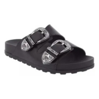 Papete Moleca Duas Tiras Fivela Feminina Preto