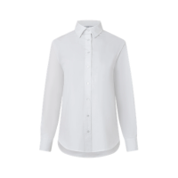 Camisa em Tricoline com Abotoamento e Punho Largo Branco Neve