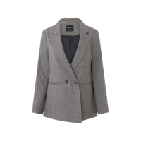 Blazer Alfaiatado Xadrez Regular com Botões Frontais Cinza