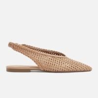 Sapatilha Bege Tressê Bico Fino Slingback Iris