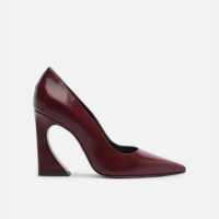 Scarpin Bordô Couro Salto Geométrico Flare