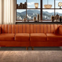 Sofá 4 Lugares Decoração Retrô Clássico Realeza Chesterfield Terracota - BE