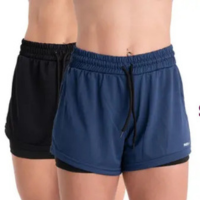 Kit 3 Shorts 2 em 1 Feminino Bermuda Dryfit Dupla Para Treino Academia Cami
