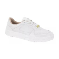 Tênis Casual Moleca Feminino Couro Costura Conforto Branco