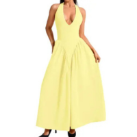 Vestido ChiaoleZhee Deep com decote em V frente única, amarelo claro, femin