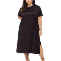 Vestido Feminino Midi Elegante Brilho Com Fendas Plus Size - Secret Glam