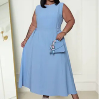 Vestido Feminino Plus Size Casual Com Detalhes Na Cintura - NoBrand