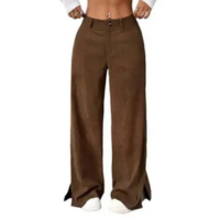 YHOPE Calça feminina de veludo casual feminina cor sólida calça reta solta