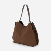 Bolsa Hobo Grande em Suede com Alça Longa Removível Marrom