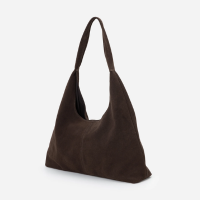 Bolsa Hobo Grande de Couro com Alça Larga Marrom