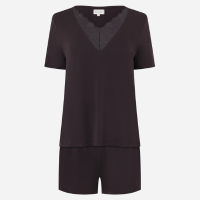 Pijama Curto com em Viscolycra com Renda Marrom Escuro