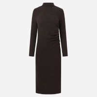 Vestido Midi em Tricô com Puxadinho Lateral Marrom