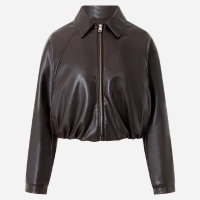 Jaqueta Balonê em PU com Elástico na Barra Marrom