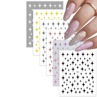 6 peças de adesivos de unhas de acrílico estrela decalques conjunto de deco
