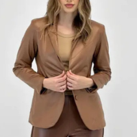 Blazer Aishty em P.u Manga Longa Feminino