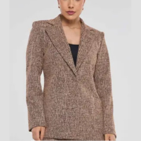 Blazer PKS Alfaiataria Tweed Elegance Marrom
