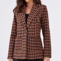 Blazer PKS Alfaiataria Tweed Preto e Marrom