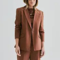 Blazer Via Lessa Paris Alfaiataria Alongado Marrom