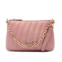 Bolsa Tiracolo Pequena Texturizada Corrente Rosa