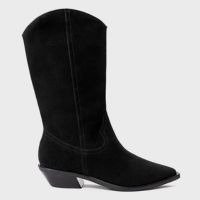 Bota Western Daily Salto Bloco Couro Suede Preto
