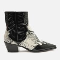 Bota Preta Couro Cano Curto Western Snake