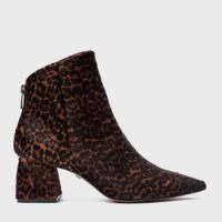 Bota Contour Salto Bloco Pelo Animal Print Brown