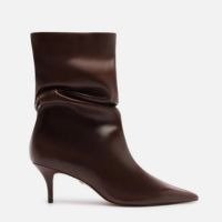 Bota Marrom Couro Salto Baixo Fino Slouchy