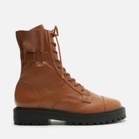 Coturno Marrom Couro Cano Curto Elástico Tratorado