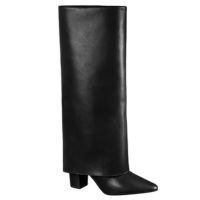Bota Capa Feminina GiGiL Cano Longo Salto Alto Bloco Bico Fino Elegante Pre