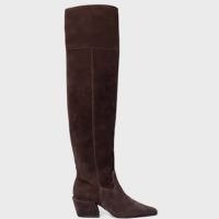 Bota Western Over The Knee Salto Bloco Couro Suede Marrom Ganache