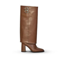 Bota Feminina Com Capa Cano Longo Salto Grosso Marrom - Jessica Leal Shoes