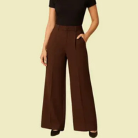 Calça Alfaiataria Feminina Pantalona Flare Wide Leg Social Cintura Alta - G