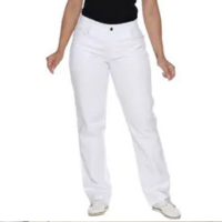 Calça branca sarja com elastano feminina - Demorgan Uniformes