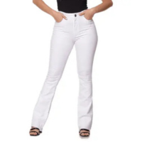 Calça Feminina Flare Sarja Branca Cintura Alta Premium - Macaw
