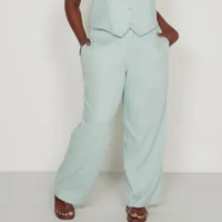 Calça Feminina Plus Size Wide Leg Alfaiataria Com Linho - Izzat Jeans