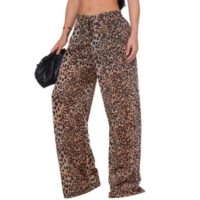 Calça Pantalona Forrada Animal Print Estampa Onça Perna Larga - Kickoff