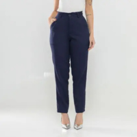 Calça Reta Alfaiataria Feminina Social Cintura Alta Com bolso na frente e z