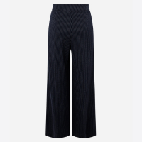 Calça Wide Leg em Ponto Roma com Risca de Giz Azul