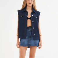 Colete Jeans Feminino Alfaiataria
