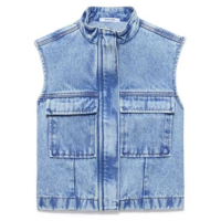 Colete Jeans Sobretinto com Zíper