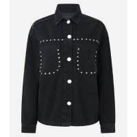 Jaqueta Overshirt em Jeans com Tachas Metálicas Preto