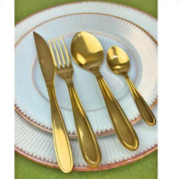 Jogo de Talheres Faqueiro 24 Peças Dourado Inox Gastro luxo - LYOR