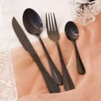 Jogo de Talheres Faqueiro 24 Peças Preto Inox Positano Elegante Luxo Lyor