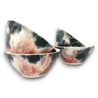 Kit 04 Bowl Tigela Cumbuca Cerâmica Pincelado Rosa Queimado - Incasa