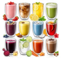 Kit 12 Copos Parede Dupla de Vidro 380 ml Cafe Cha Copo Duplo Isolante Térm