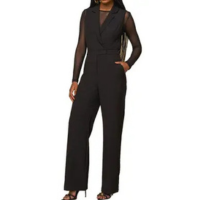 Macacão Feminino Lado Avesso Alfaiataria Longo Preto - L1277